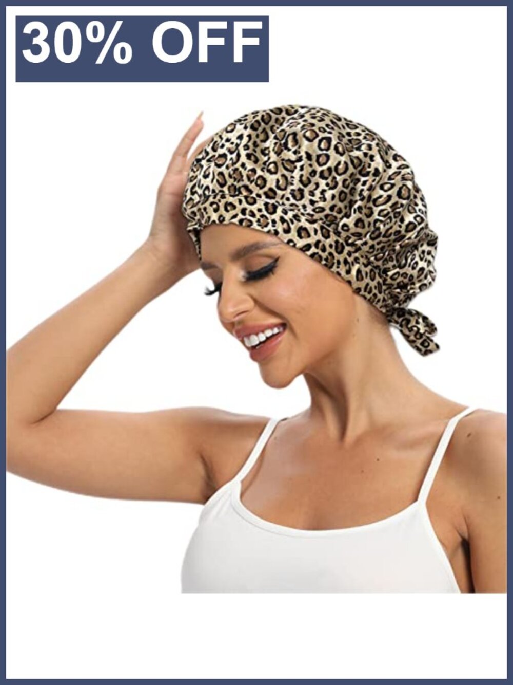 100% Mulberry Silk Bonnet Double Layer Sleep Cap Adjustable Tie Band 19 Momme
